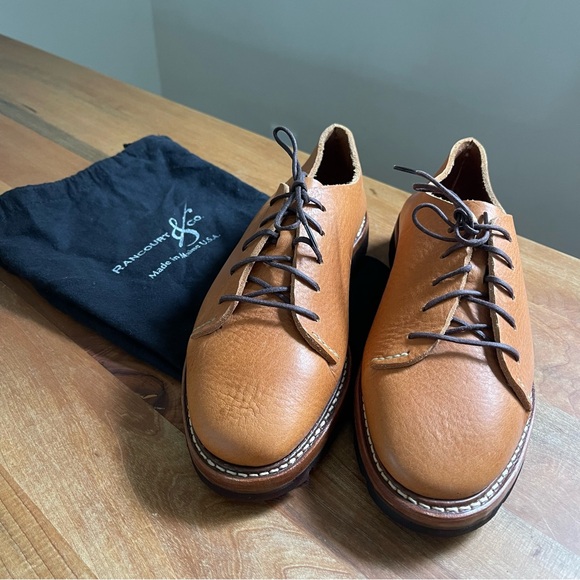 NWOB Rancourt Mens "Otto" Brown Leather Lace-Up Shoes Size 8.5 Unworn Dust Bags - Picture 2 of 6